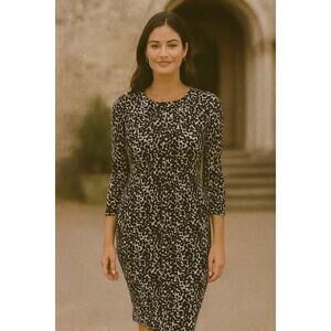 H&M Animal Print Midi Dress Lightweight Small Mobwife Bodycon Layer Fall Minimal